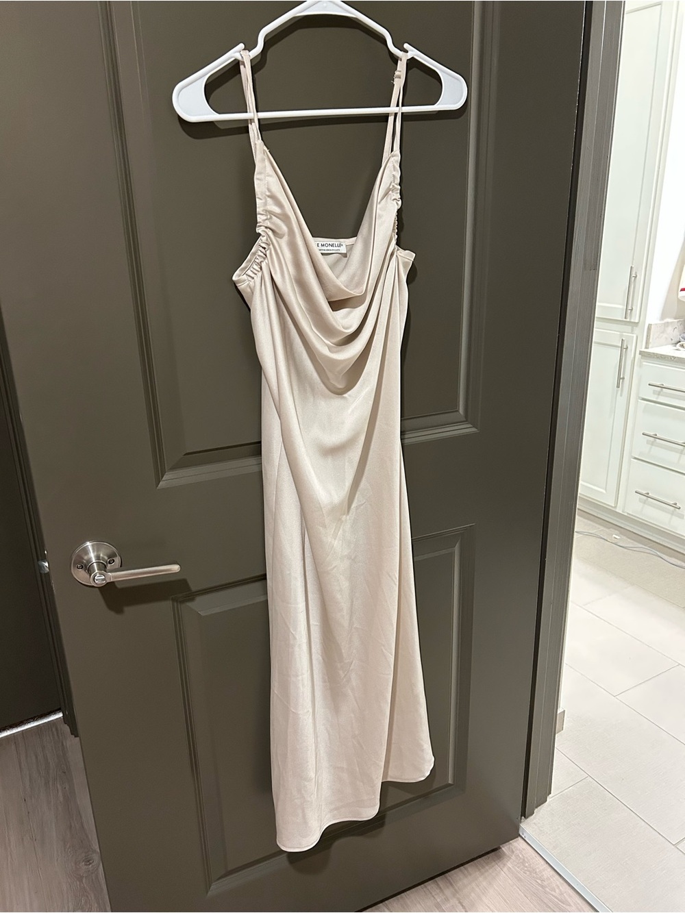 Silky Cowl Slip Dress in Champagne
